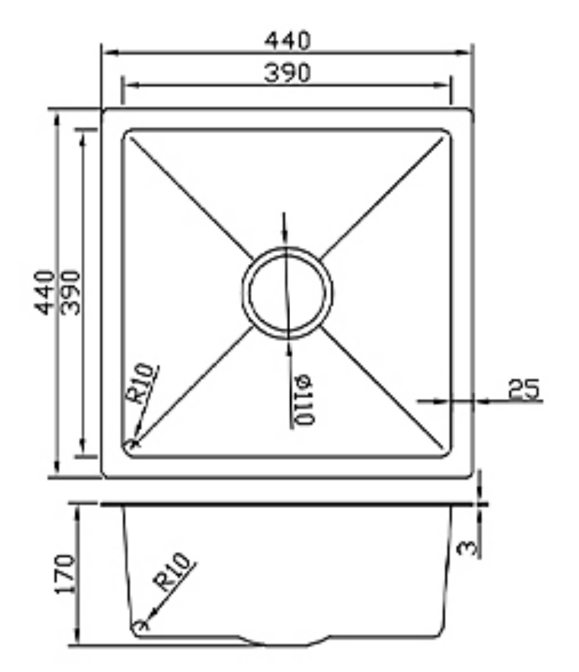 4444-GL Honeycomb Stainless Steel Sink
