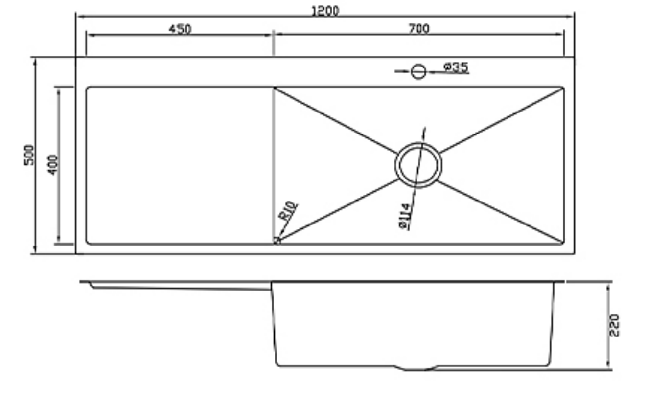 12050GL-R Honeycomb Stainless Steel Sink with Left Drainer