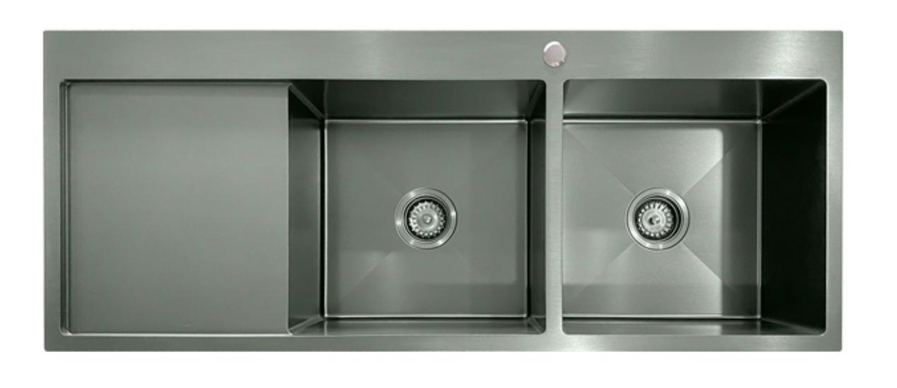 12050-GU-R Stainless Steel Double Bowl Sink with Left Drainer