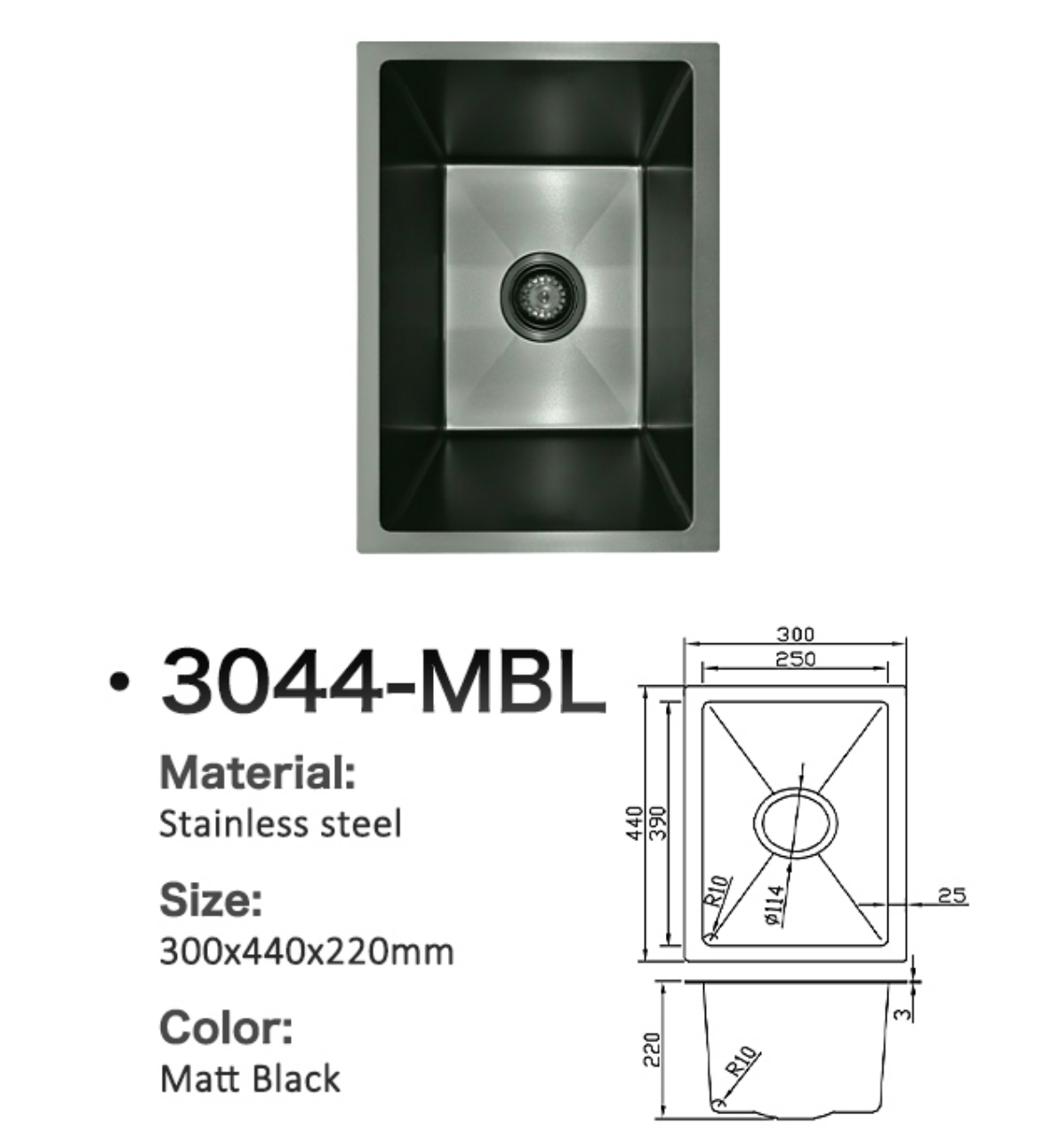 3044 Stainless Steel Sink