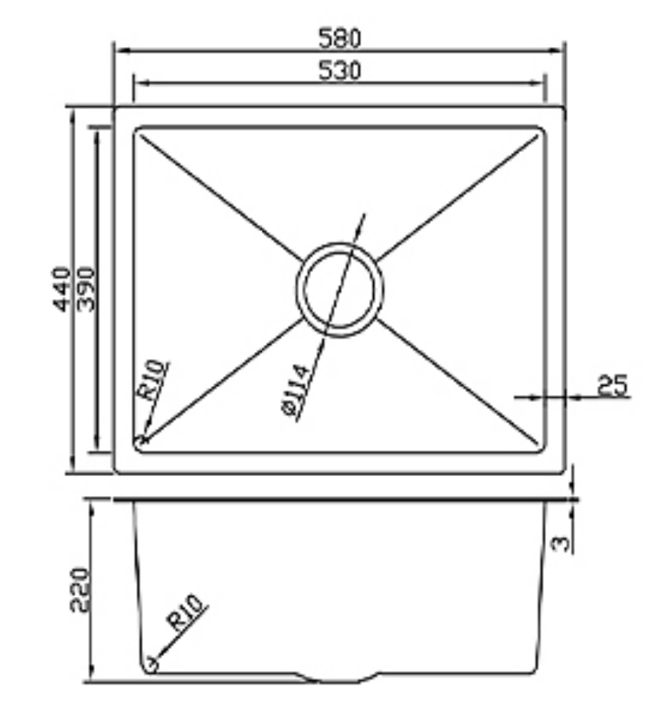 5844-GL Stainless Steel Single Bowl Sink