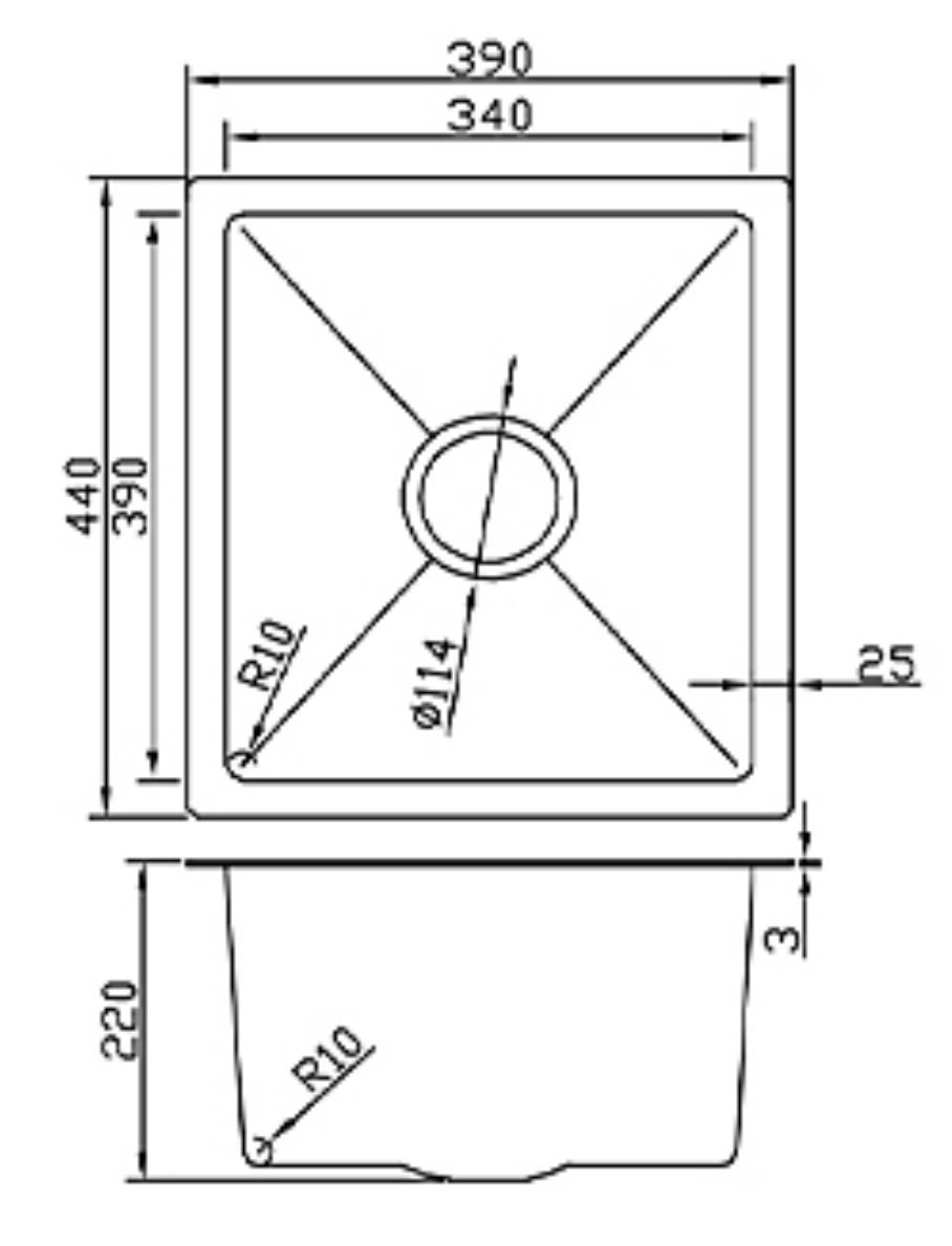3944-BR Stainless Steel Single Bowl Sink