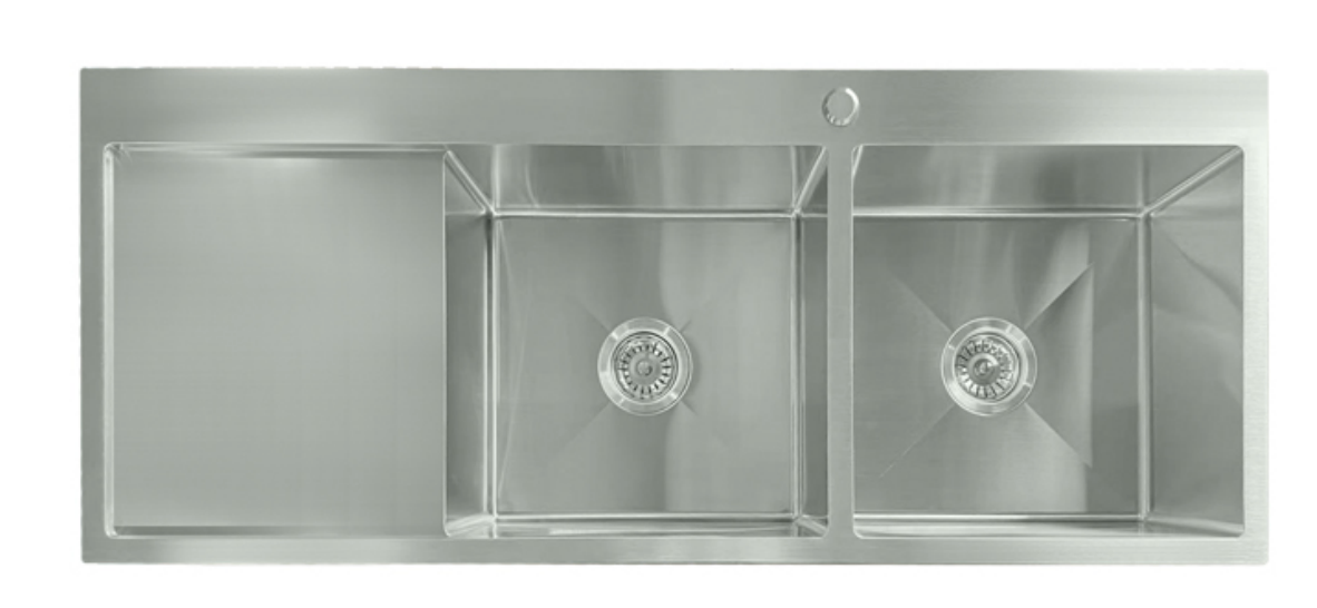 12550-BR-R Stainless Steel Double Bowl Sink with Left Drainer