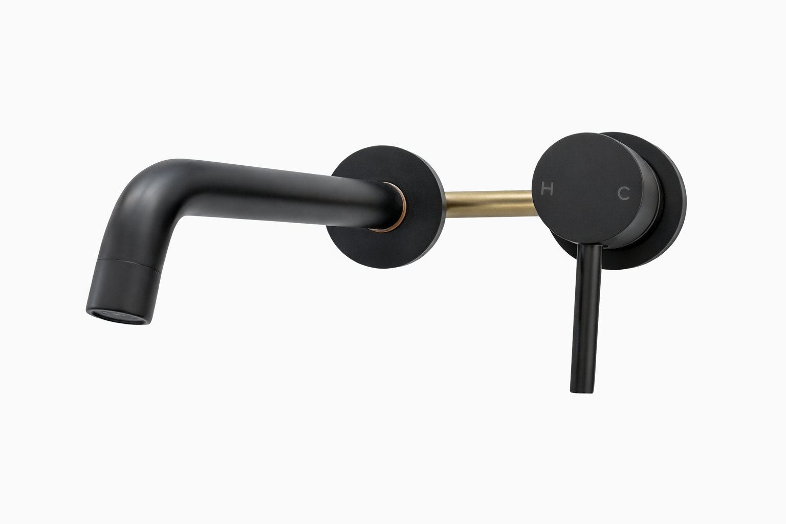 86H80 Round Wall Mounted Basin Mixer Set Black