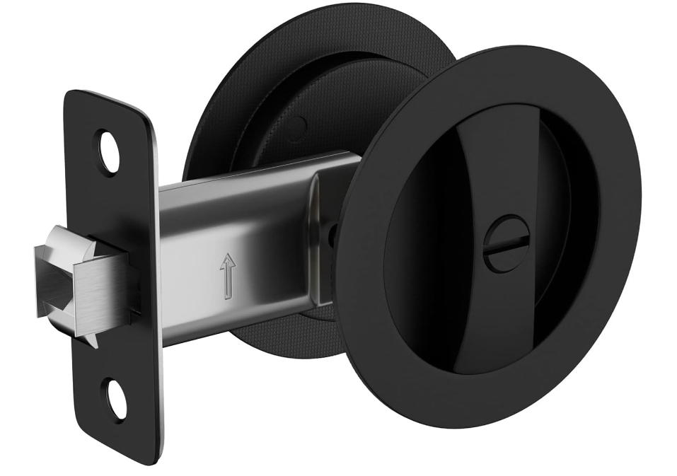 Round Sliding Door Privacy Lock (SL-R) Black