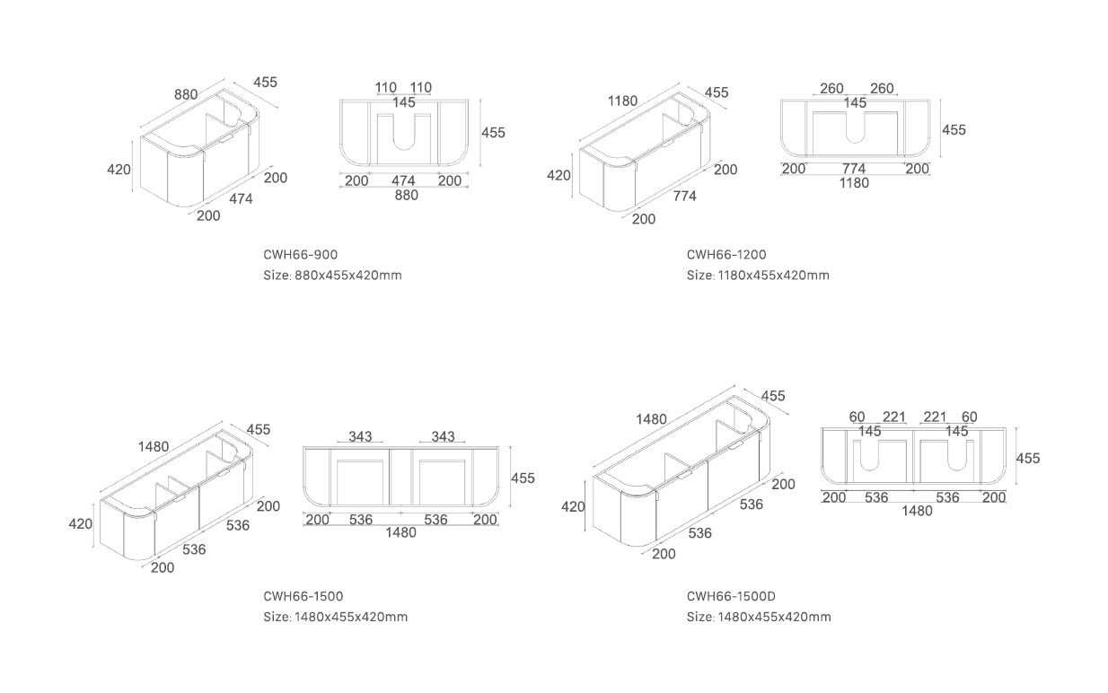 Plateau Vanity (Wall Hung) -CWH66