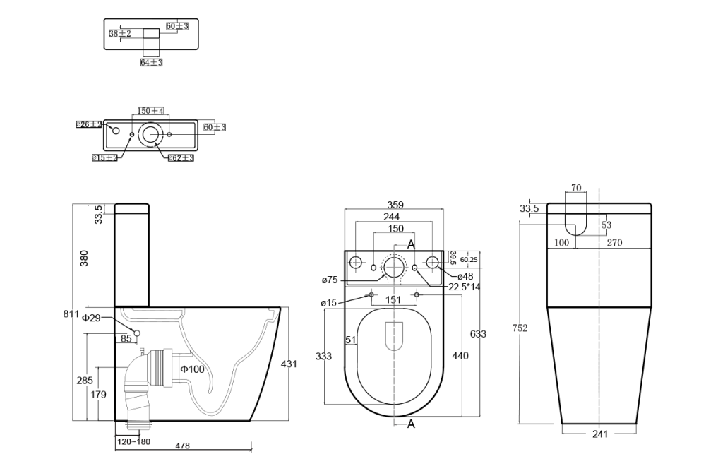 Bella Rimless Tornado Toilet