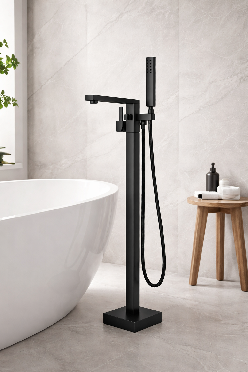 86H89 Freestanding Bath Mixer Black