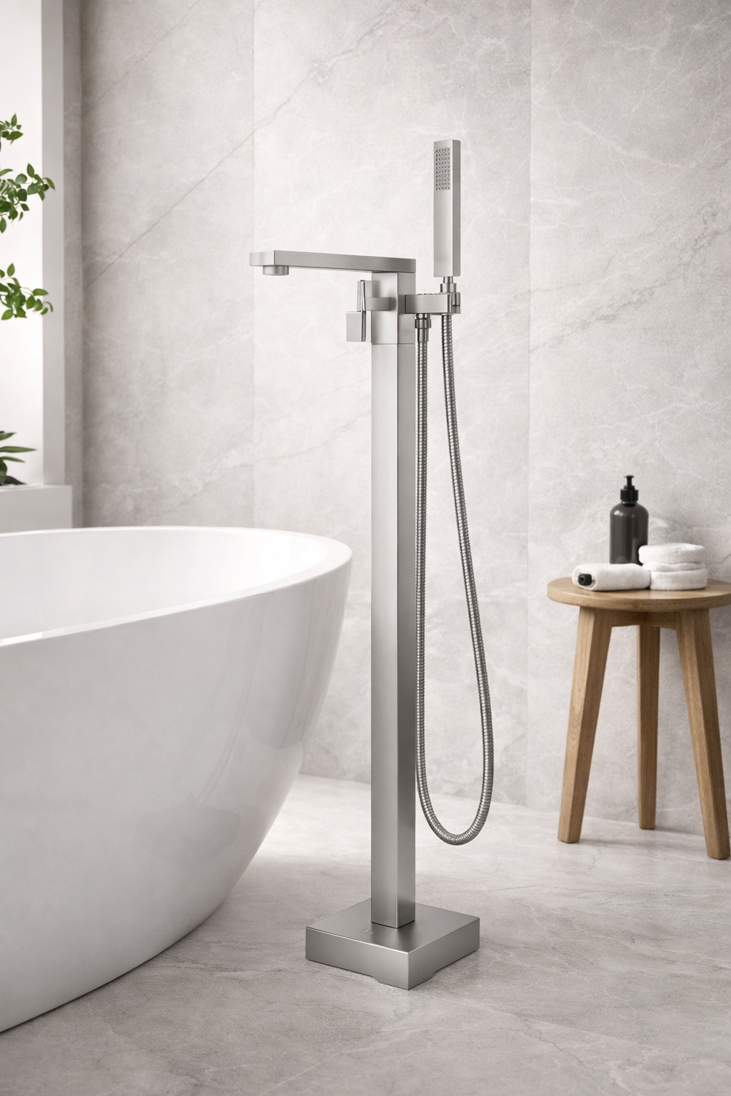 86H89 Freestanding Bath Mixer Brushen Nickel