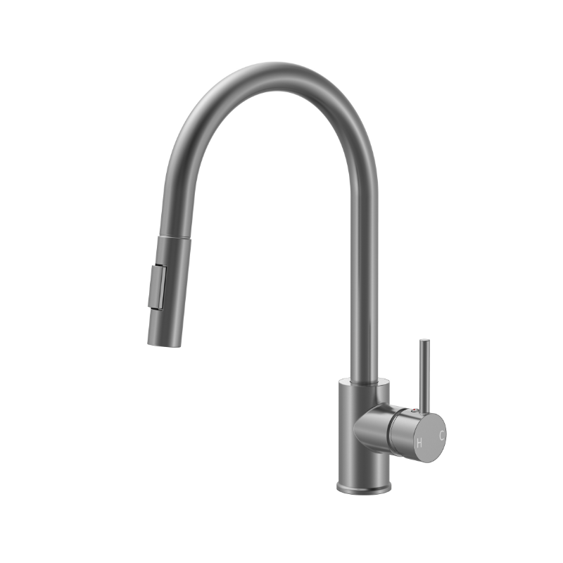 BISTONE 82H09G Gooseneck Kitchen Mixer Tap — Available in Chrome, Brushed Nickel, Gunmetal Grey, Matte Black & Brushed Gold