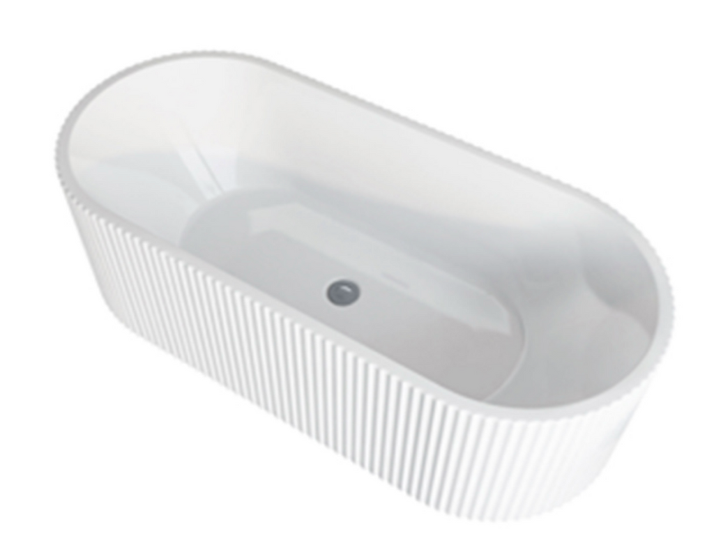 BISTONE B-7310 Freestanding Acrylic Bathtub — Fluted Oval Design, Adjustable Legs, Sanitary Grade Finish