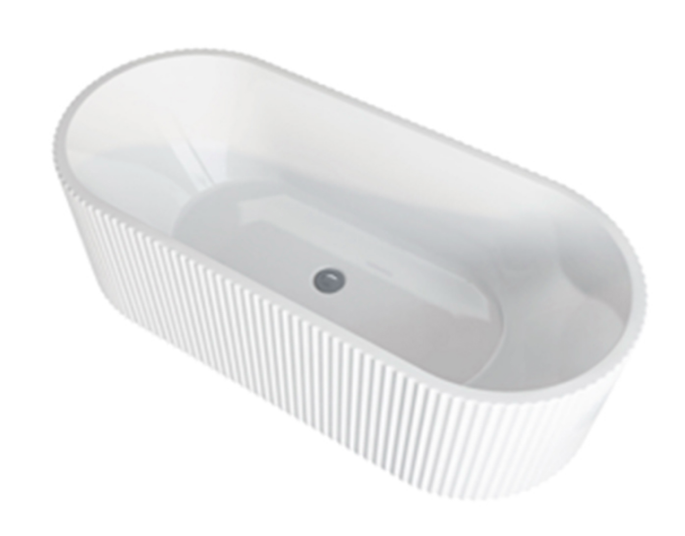 BISTONE B-7310 Freestanding Acrylic Bathtub — Fluted Oval Design, Adjustable Legs, Sanitary Grade Finish