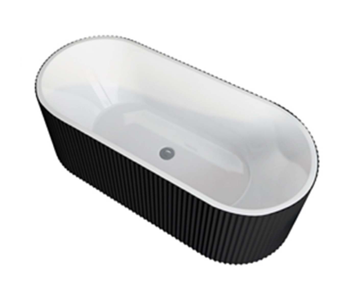 BISTONE B-7310 Freestanding Acrylic Bathtub — Fluted Oval Design, Adjustable Legs, Sanitary Grade Finish