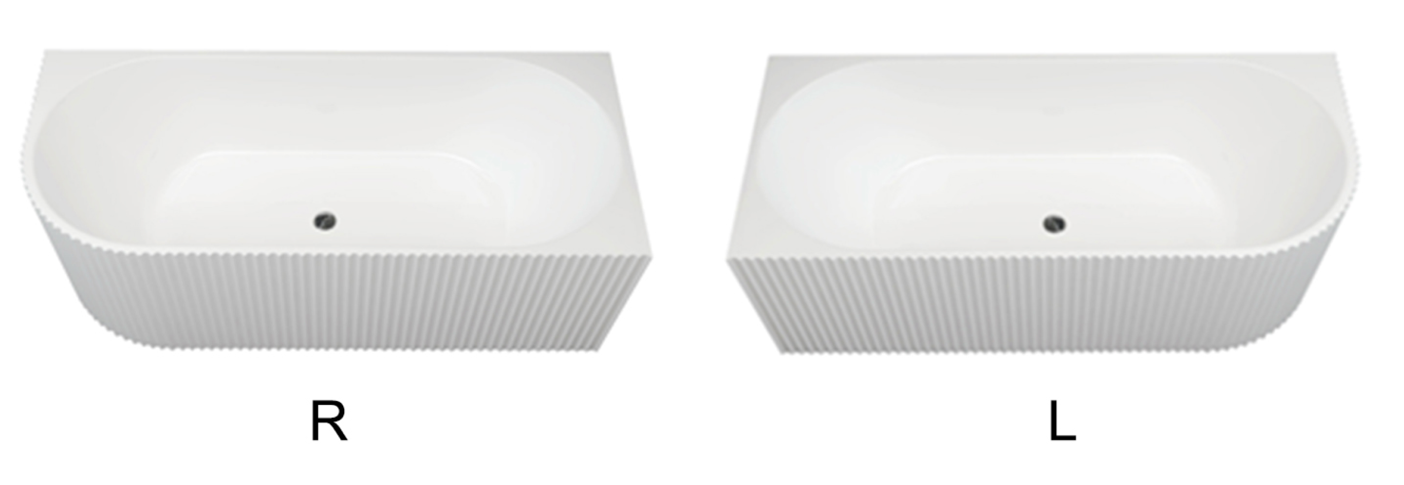 BISTONE B-7326 Back-to-Corner Acrylic Bathtub — Fluted Design, Left & Right Options, Massage/Air/Tap Configurations