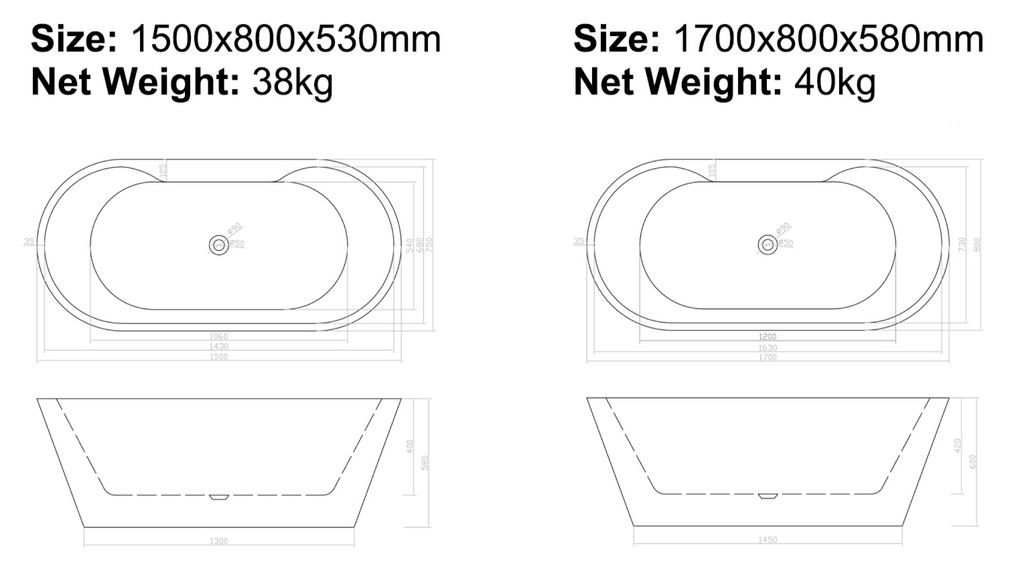 BISTONE B-7301 Freestanding Acrylic Bathtub — Elegant Oval Design with Optional Massage & Air System