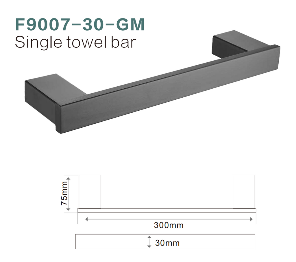 BISTONE F9007-30 Single Towel Rail — Compact Modern Wall-Mounted 300mm Rail