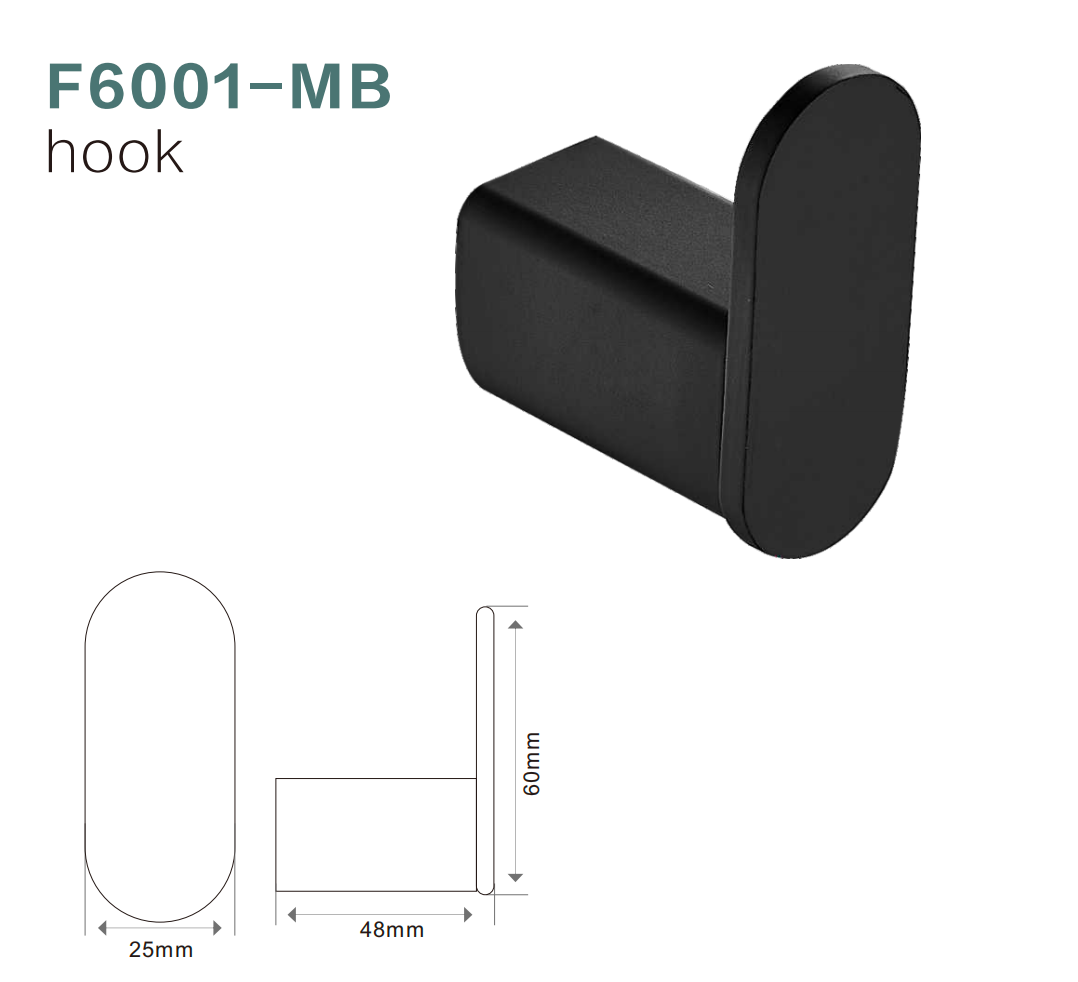 BISTONE F6001 Towel Hook — Modern Oval Wall-Mounted Robe & Towel Holder
