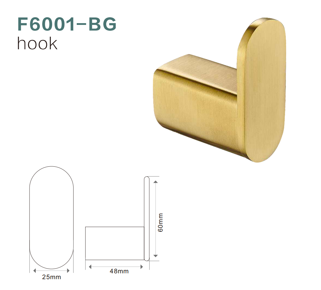 BISTONE F6001 Towel Hook — Modern Oval Wall-Mounted Robe & Towel Holder