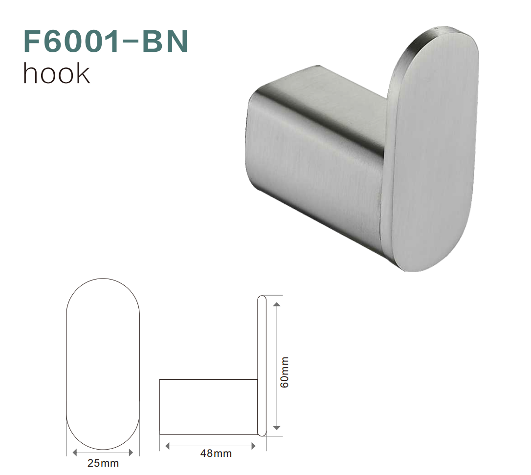 BISTONE F6001 Towel Hook — Modern Oval Wall-Mounted Robe & Towel Holder
