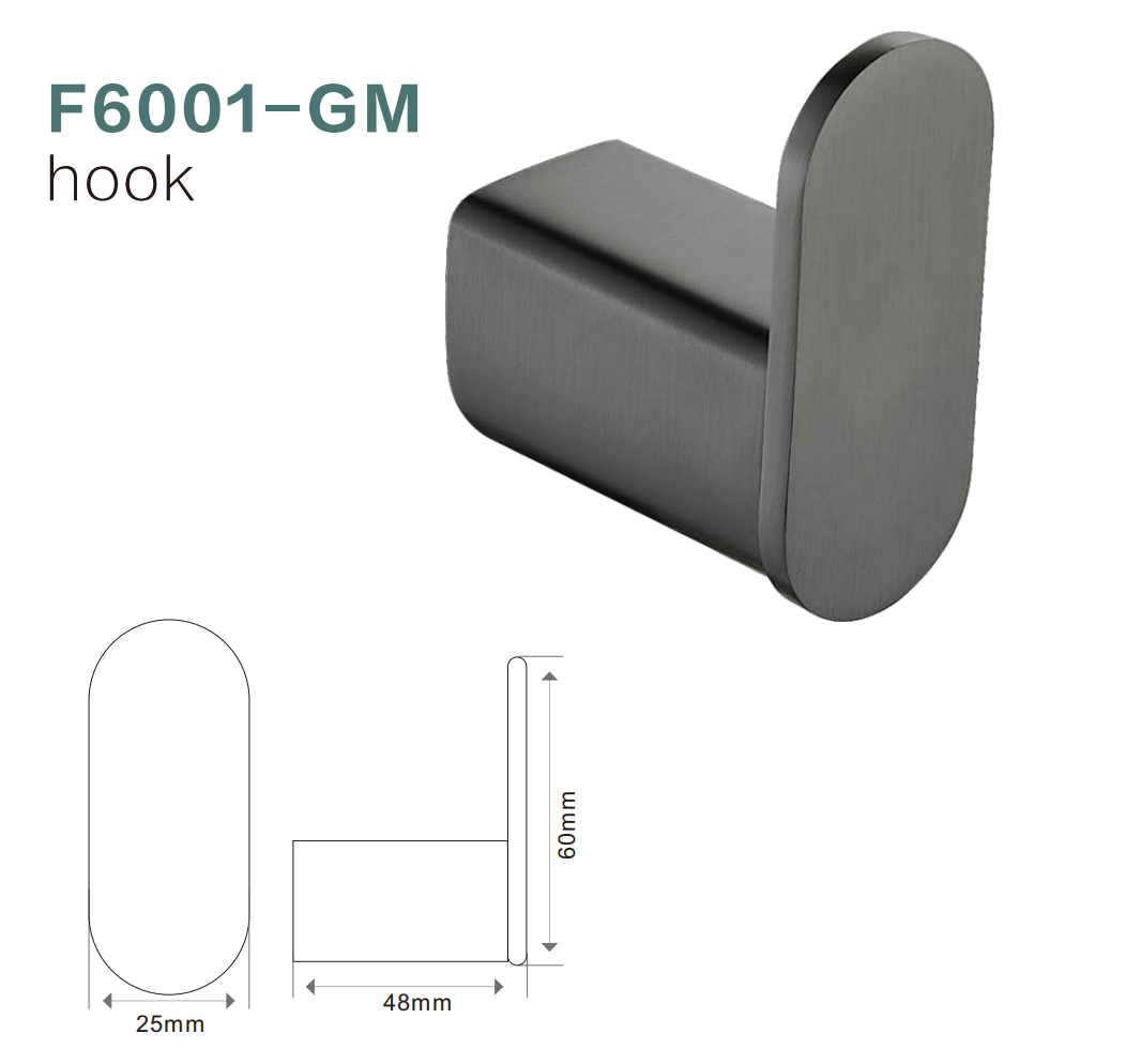 BISTONE F6001 Towel Hook — Modern Oval Wall-Mounted Robe & Towel Holder