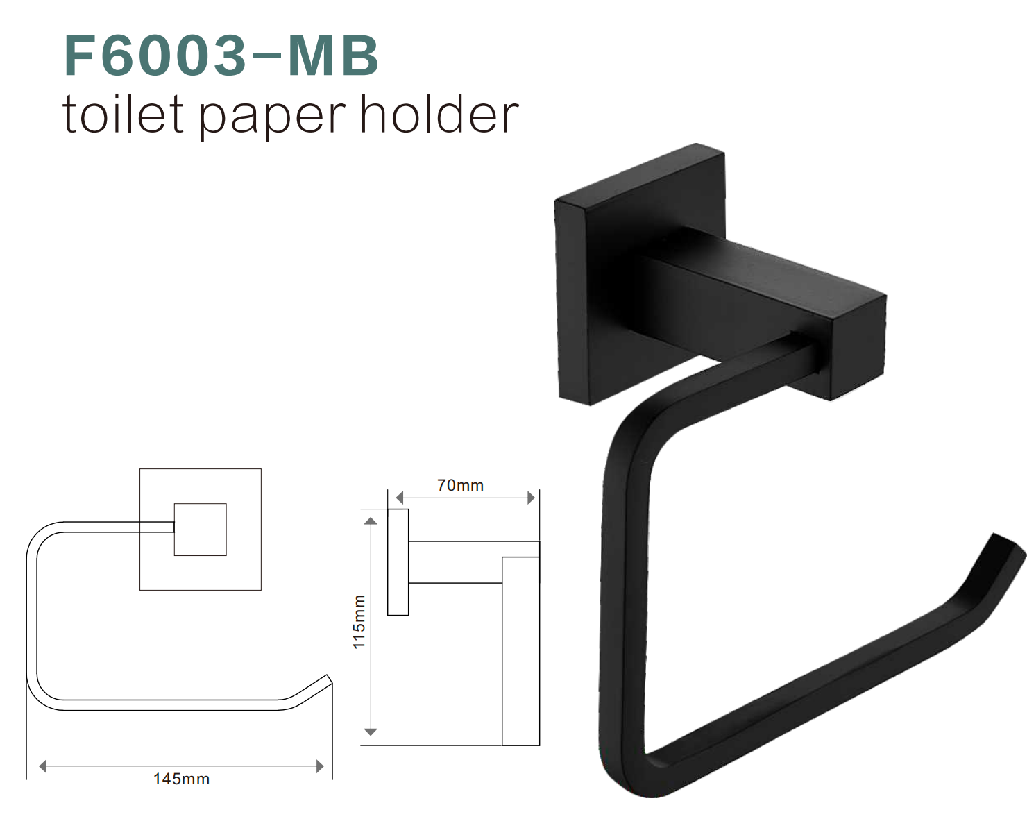 BISTONE F6003 Toilet Paper Holder — Modern Square Wall-Mounted Design