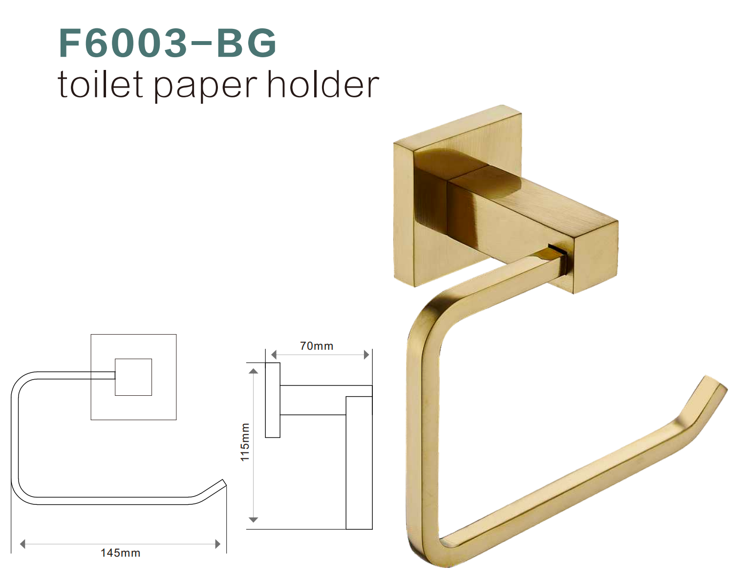 BISTONE F6003 Toilet Paper Holder — Modern Square Wall-Mounted Design