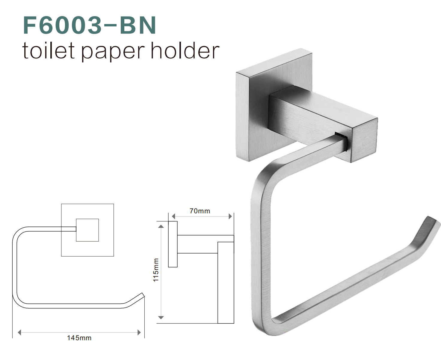 BISTONE F6003 Toilet Paper Holder — Modern Square Wall-Mounted Design