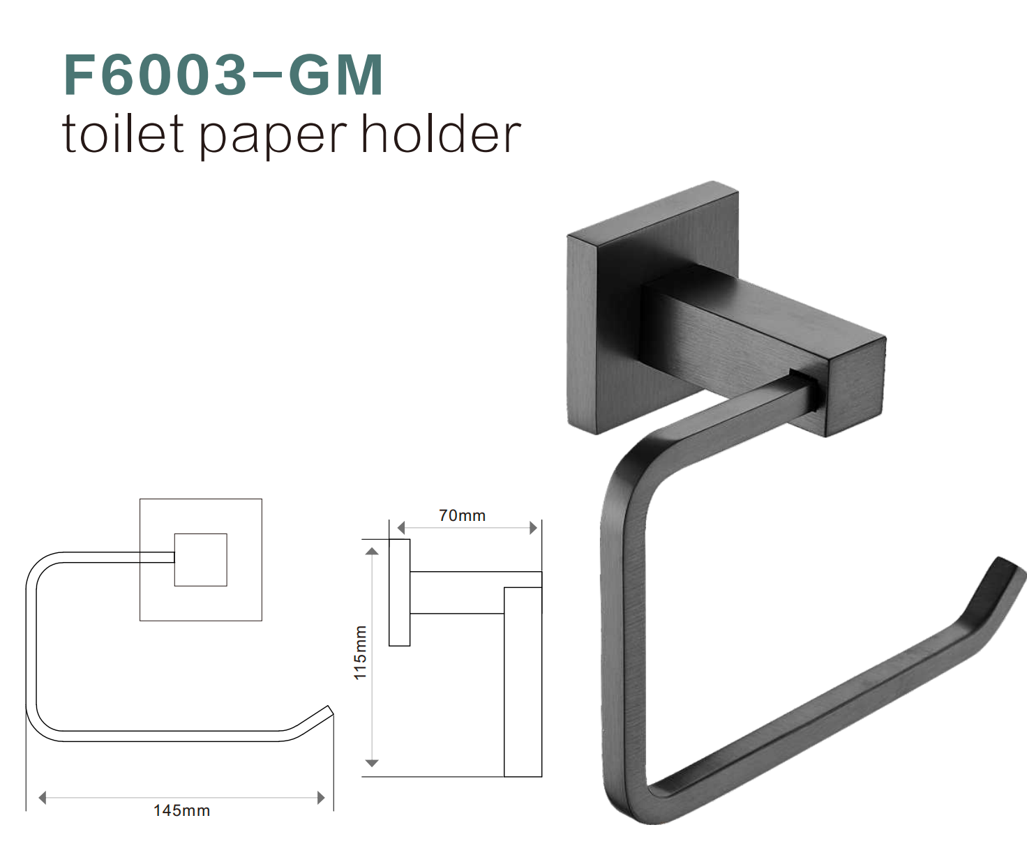 BISTONE F6003 Toilet Paper Holder — Modern Square Wall-Mounted Design