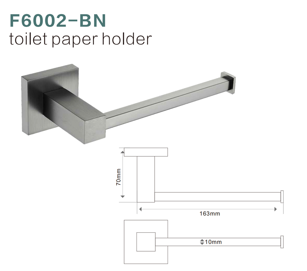 BISTONE F6002 Toilet Paper Holder — Modern Wall-Mounted Square Rail