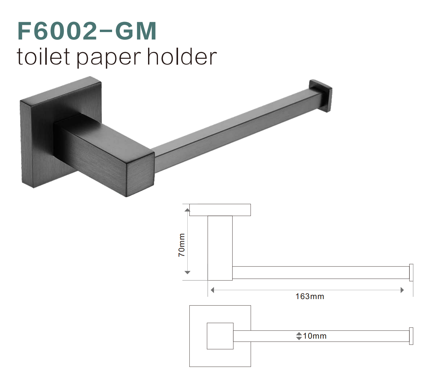 BISTONE F6002 Toilet Paper Holder — Modern Wall-Mounted Square Rail
