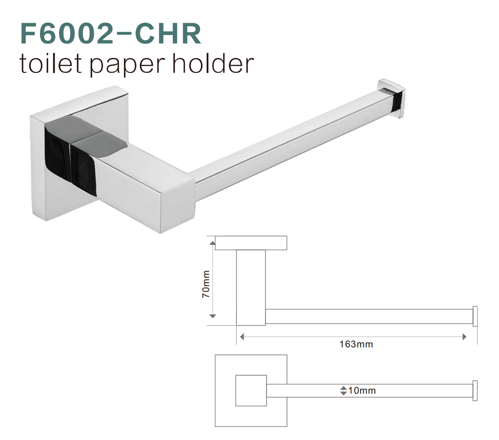 BISTONE F6002 Toilet Paper Holder — Modern Wall-Mounted Square Rail