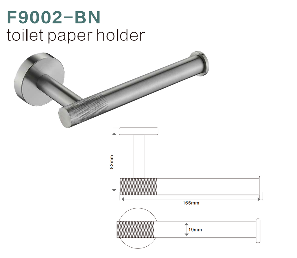 BISTONE F9002 Toilet Paper Holder — Modern Knurled Round Wall-Mounted Design