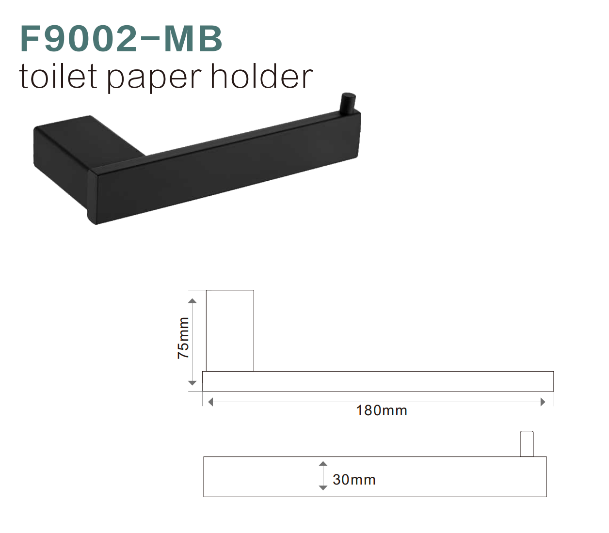 BISTONE F9002 Toilet Paper Holder — Modern Rectangular Wall-Mounted Design