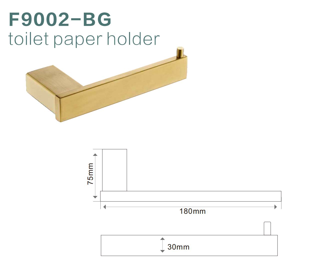 BISTONE F9002 Toilet Paper Holder — Modern Rectangular Wall-Mounted Design