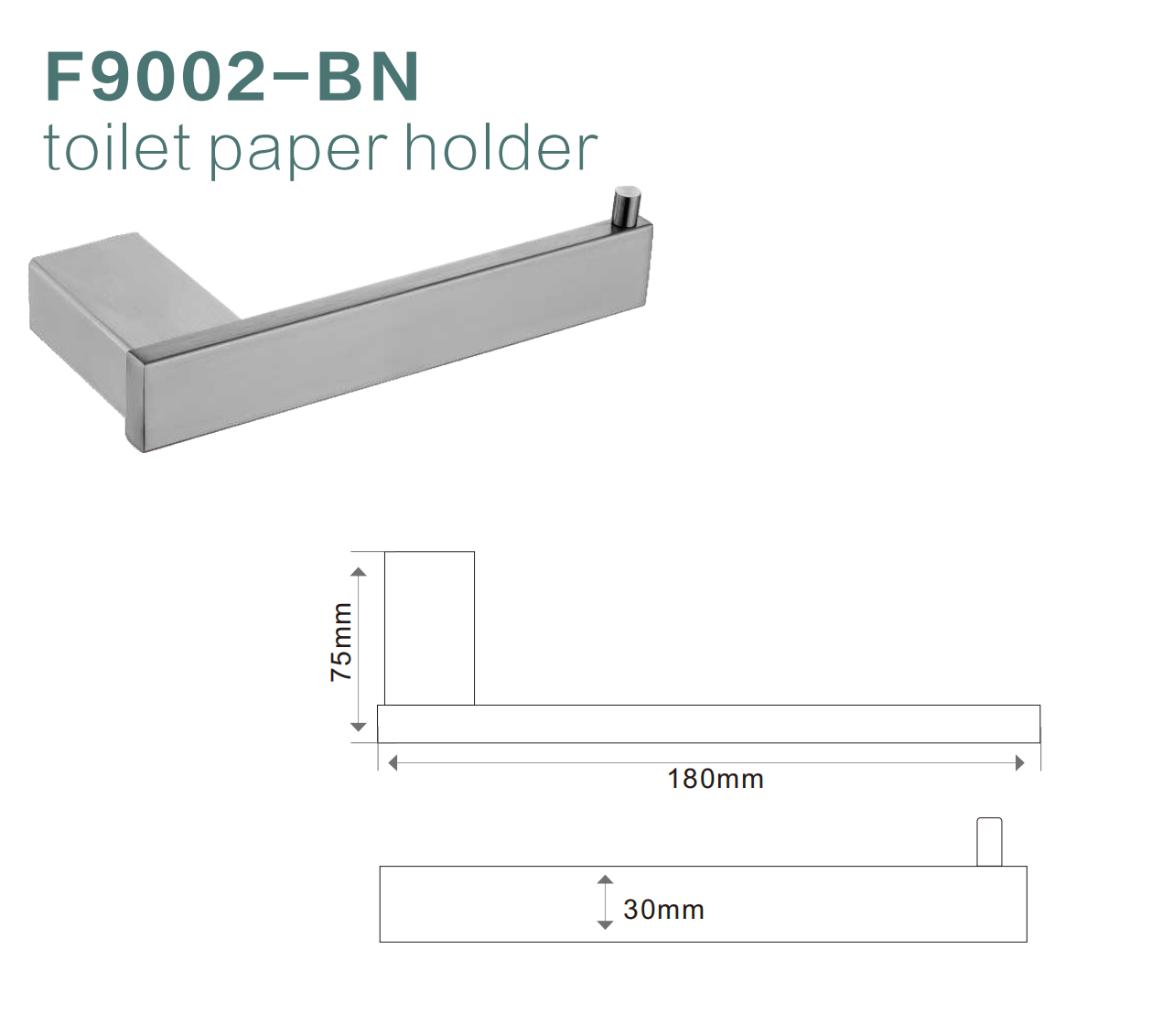 BISTONE F9002 Toilet Paper Holder — Modern Rectangular Wall-Mounted Design