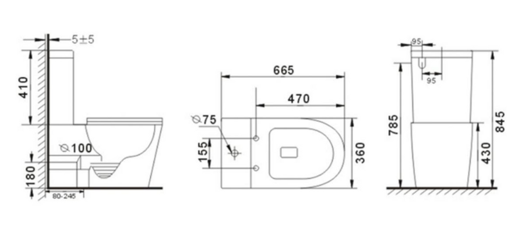 BISTONE Torina Regular Rimless Back-to-Wall Toilet Suite — Elegant Design, Everyday Reliability