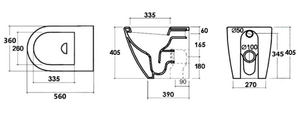 BISTONE Juve Rimless Back-to-Wall Floor Pan Toilet — Compact Luxury for Modern Bathrooms