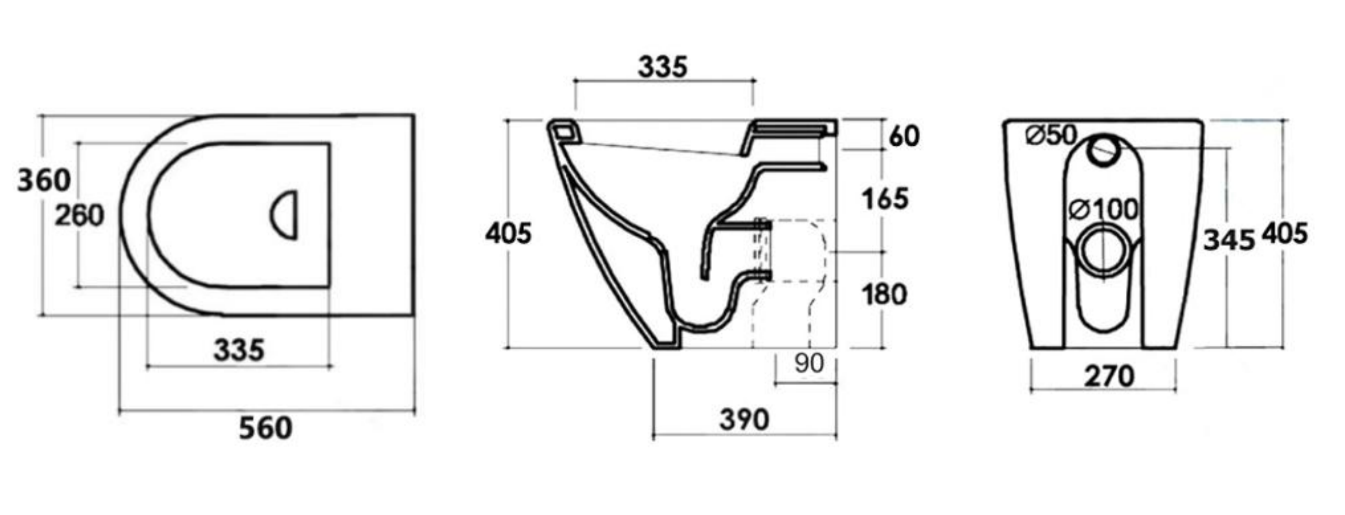 BISTONE Juve Rimless Back-to-Wall Floor Pan Toilet — Compact Luxury for Modern Bathrooms