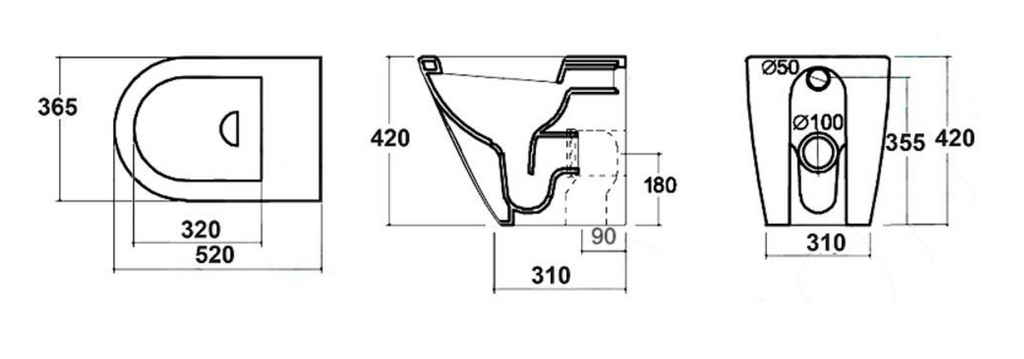 BISTONE Torina Rimless Back-to-Wall Floor Pan Toilet — Compact Elegance with Superior Hygiene