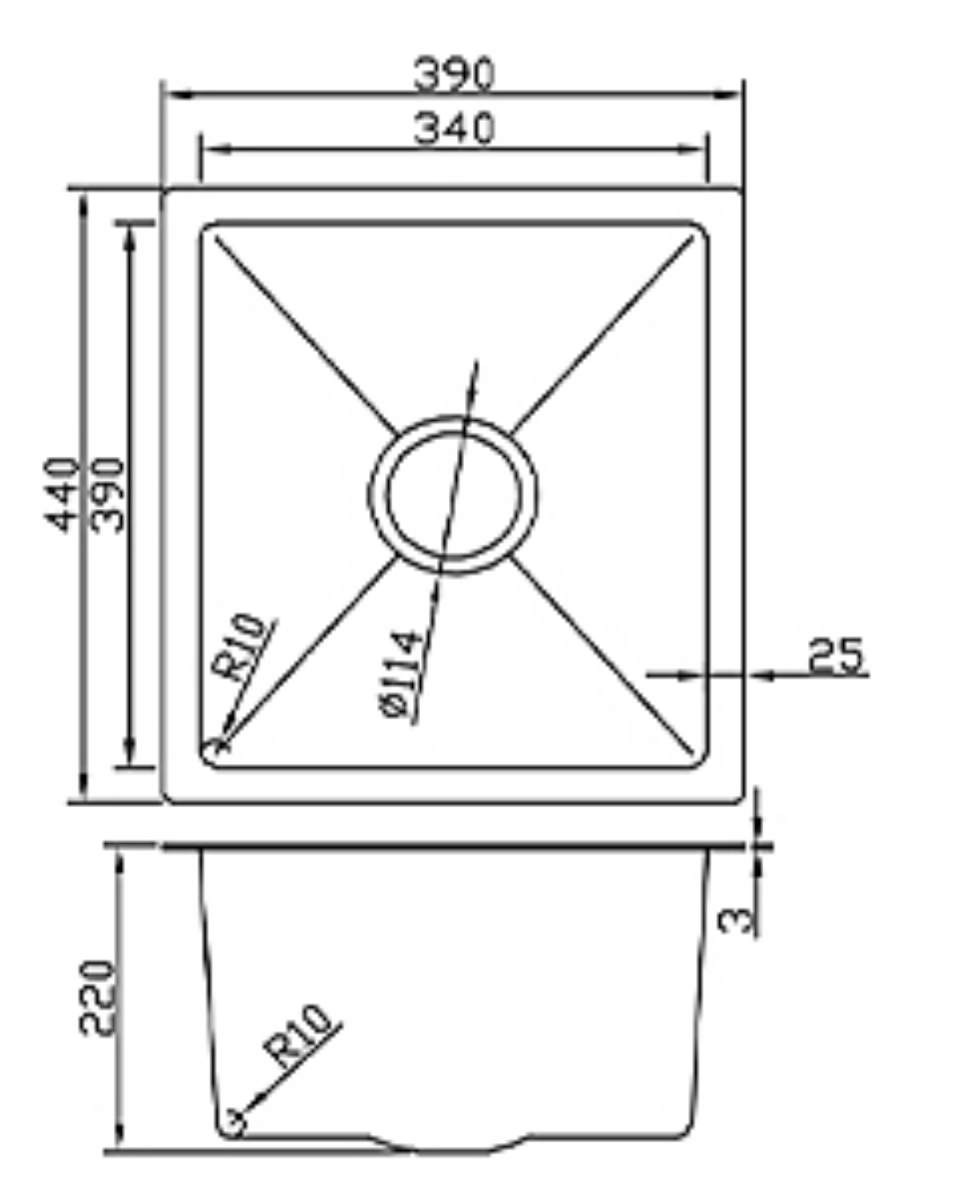 3944-BL Honeycomb Stainless Steel Sink