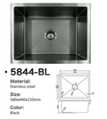 5844-BL Honeycomb Black Stainless Steel Kitchen Sink, 580x440x220mm, Enhanced Scratch Resistant Surface