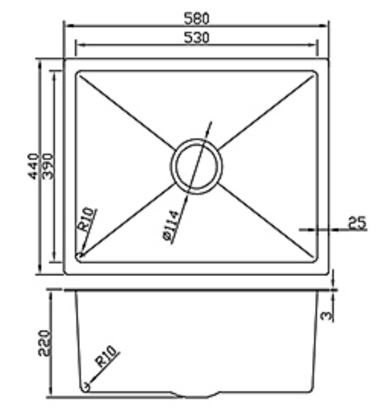 5844-GL Honeycomb Stainless Steel Sink