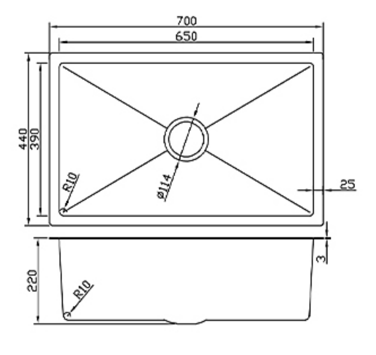 7044-BL Honeycomb Stainless Steel Sink