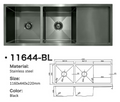 11644-BL Honeycomb Black Stainless Steel Double Bowl Kitchen Sink with Drainer Board, 1160x440x220mm, Enhanced Scratch Resistant Surface