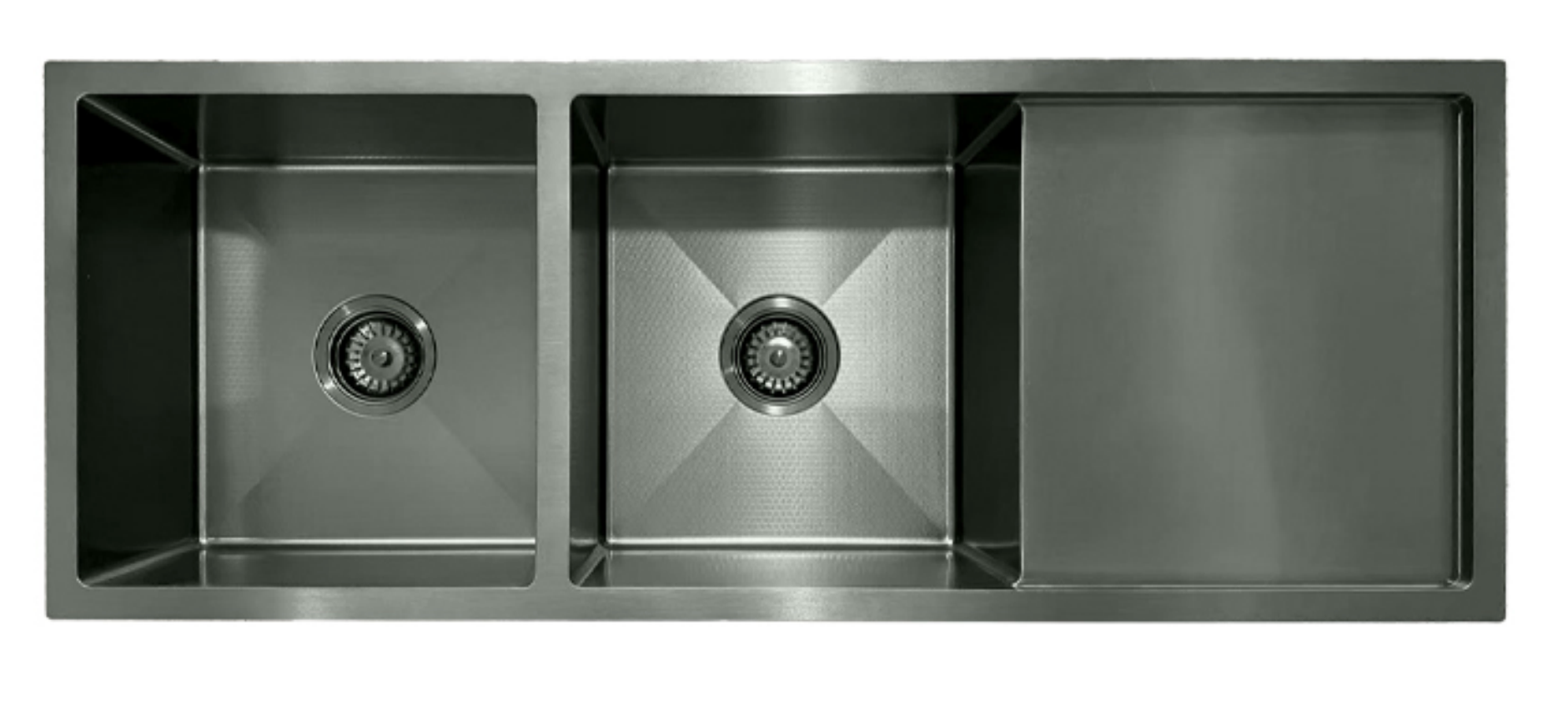 11644-BL Honeycomb Black Stainless Steel Double Bowl Kitchen Sink with Drainer Board, 1160x440x220mm, Enhanced Scratch Resistant Surface