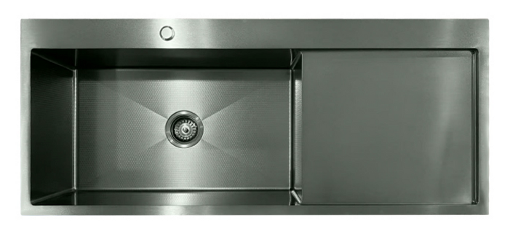 12050BL-L Honeycomb Black Stainless Steel Kitchen Sink with Drainer Board, 1200x500x220mm, Enhanced Scratch Resistant Surface