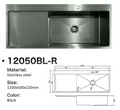 12050BL-R Honeycomb Black Stainless Steel Kitchen Sink with Drainer Board, 1200x500x220mm, Enhanced Scratch Resistant Surface