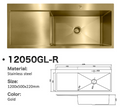 12050GL-R Honeycomb Gold Stainless Steel Kitchen Sink with Drainer Board, 1200x500x220mm, Enhanced Scratch Resistant Surface
