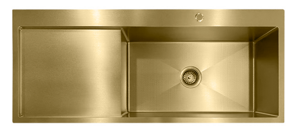 12050GL-R Honeycomb Gold Stainless Steel Kitchen Sink with Drainer Board, 1200x500x220mm, Enhanced Scratch Resistant Surface