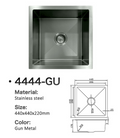 4444-GU Gun Metal Stainless Steel Kitchen Sink, 440x440x220mm, Single Bowl Modern Square Design